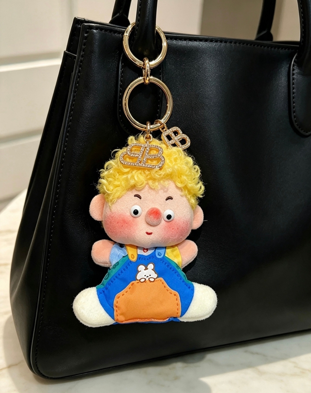Balenciaga Blonde Boy Plush Doll Bag Charm Keychain